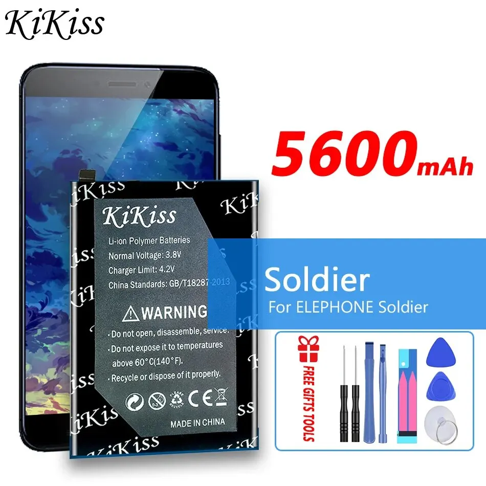 

Original KiKiss Battery 5600mah For ELEPHONE Soldier Phone 4GB 128GB IP68 Waterproof 5.5" 2K Screen Bateria