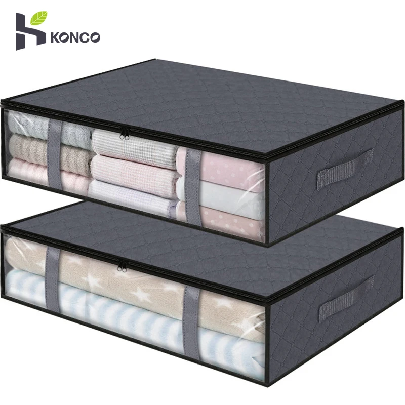 Underbed Storage Bag Large Capacity Storage Bins Clothes Storage Bag Foldable Blanket Pillow Quilt Storage Bags Closet Organizer