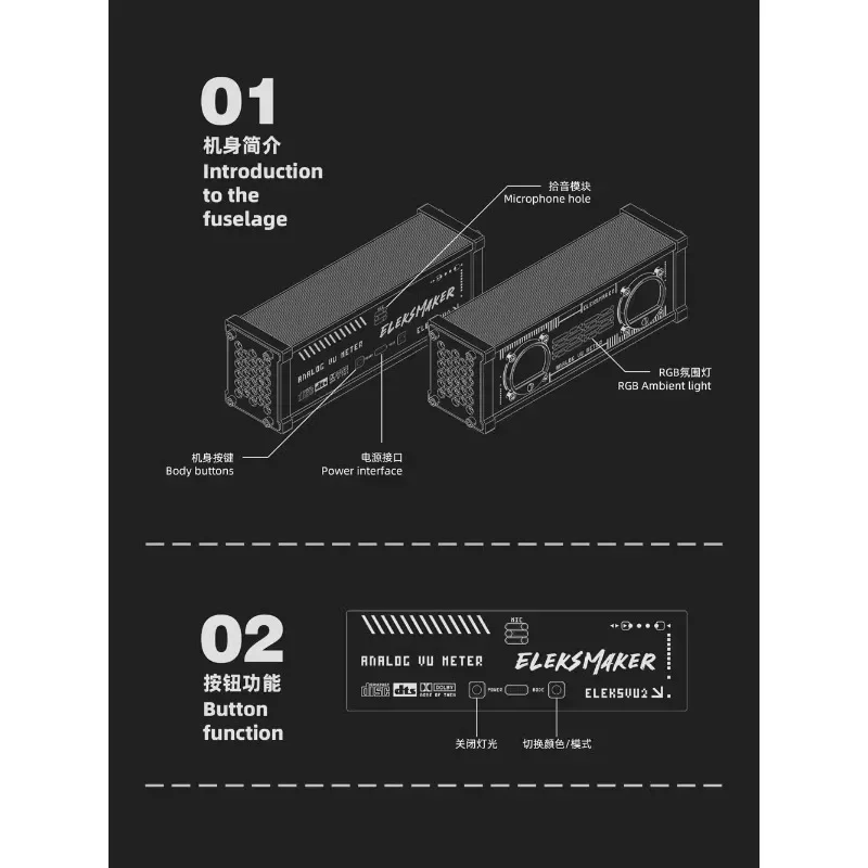 Киберпанк VU Head Vintage Level Pickup Light RGB Music Rhythm Gall Ремешок Подсветка