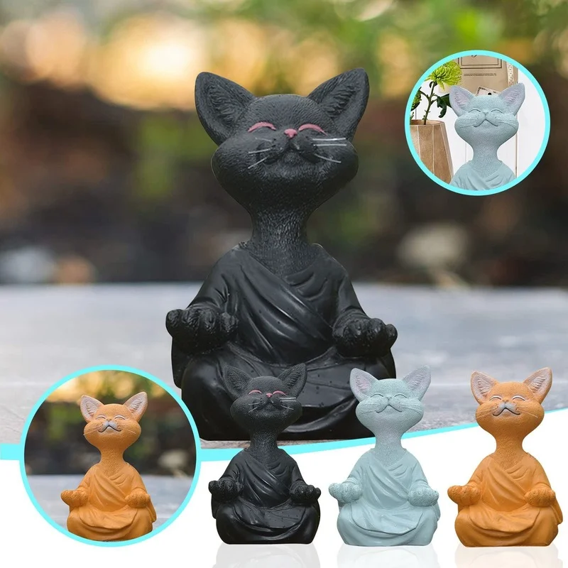 

Meditation Animal Meditation Cat Resin Ornament Sitting Zen Cat Home Happy Buddha Cat Decoration Ornament Statue Home Decor
