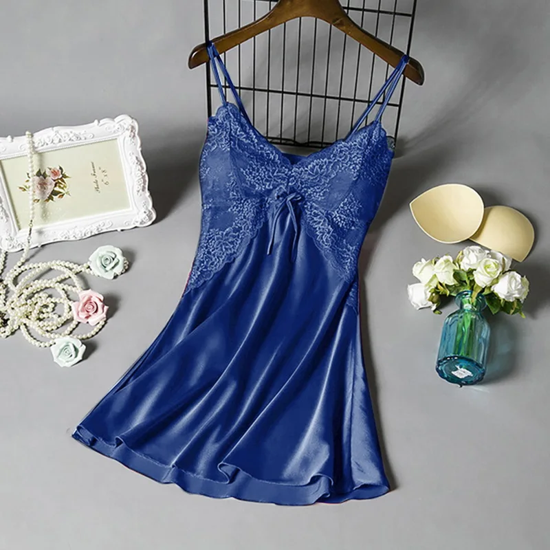 

Sexy Women's Pajamas Nightdress Large Size Lace Strap Sleep Dress Sleepwear Home Wear Nightgown With Chest Pad Night Gown 2022