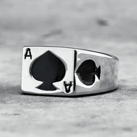 ace of spades men rings 316l stainless steel ring hip hop rap classic for male boyfriend lucky jewelry best gift dropshipping