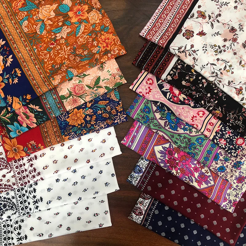 Вискозная стеганая ткань богемный стиль вискоза поплин для шитья платья или