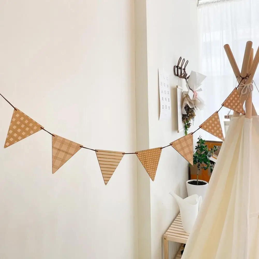 

Sturdy 1 Strip Faddish Party Decorative Hanging Triangle Flag Burr-free Hanging Banner Anti-deformed Home Decoration