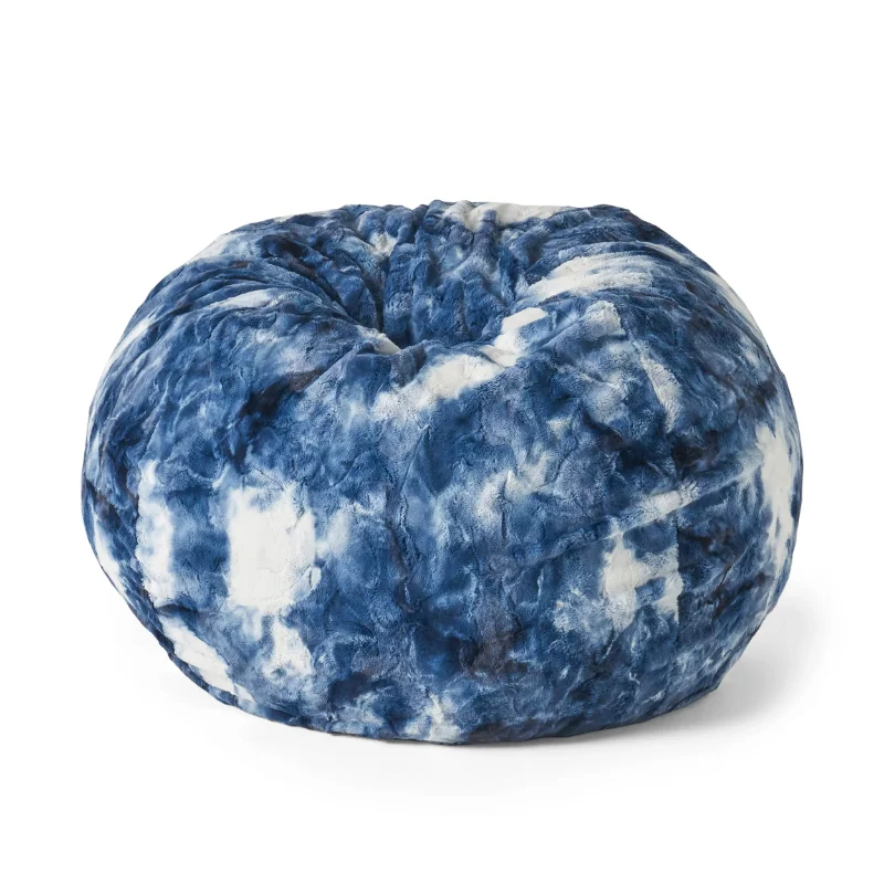 

Noble House Ramon Modern 3 Foot Sorbet Tie-Dye Bean Bag, Blue, White