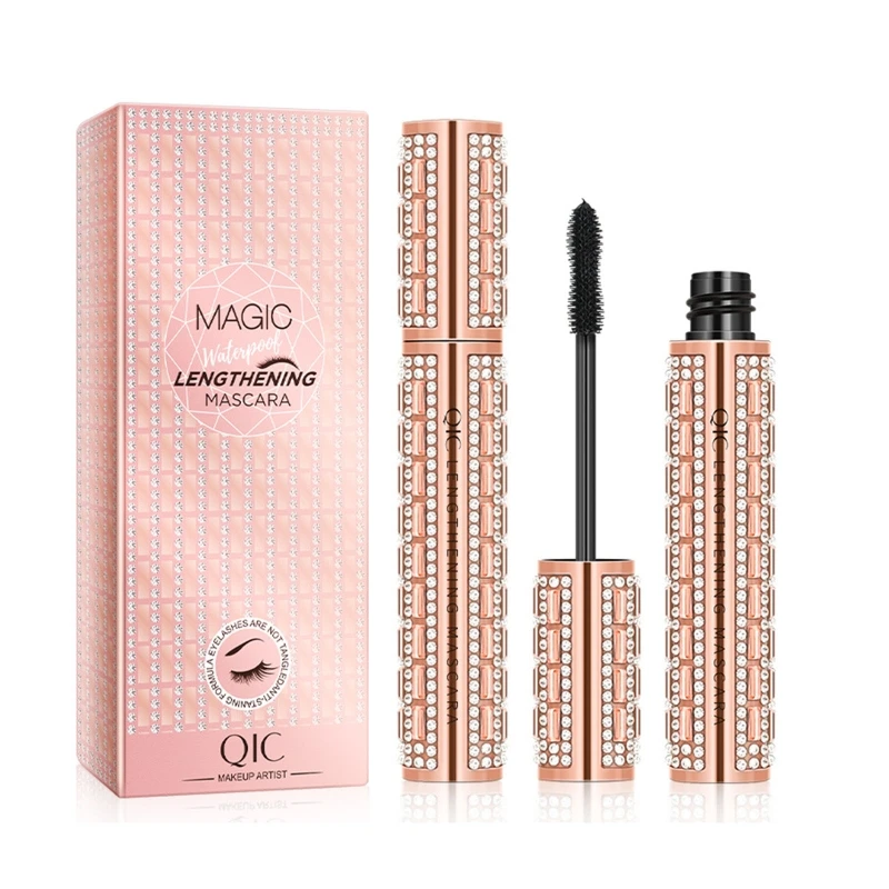 

Glitter 4D Eyelash Mascara Rhinestone Waterproof Makeup Curling Lash Extensions Thick Lengthening Dense Long Lasting