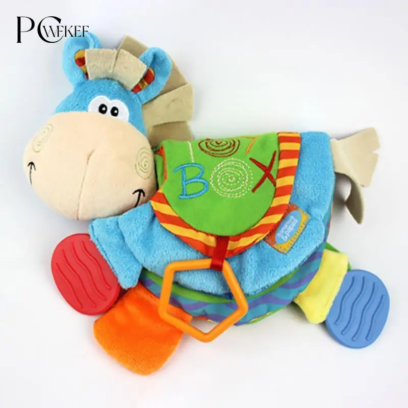 

0-12 Month Baby Rattles Teether Toys Cute Donkey Animal Cloth Book For Toddlers Learning Early Education Toys Christmas Gift