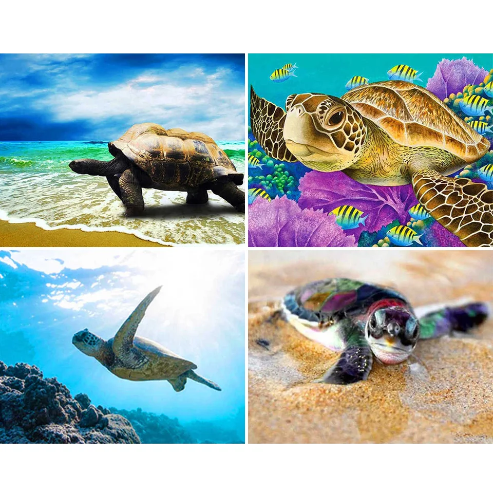 

Алмазная живопись 5D «сделай сам», Набор для вышивки крестиком в виде морских животных, черепахи, солнечного света, Ручная инкрустация, подар...