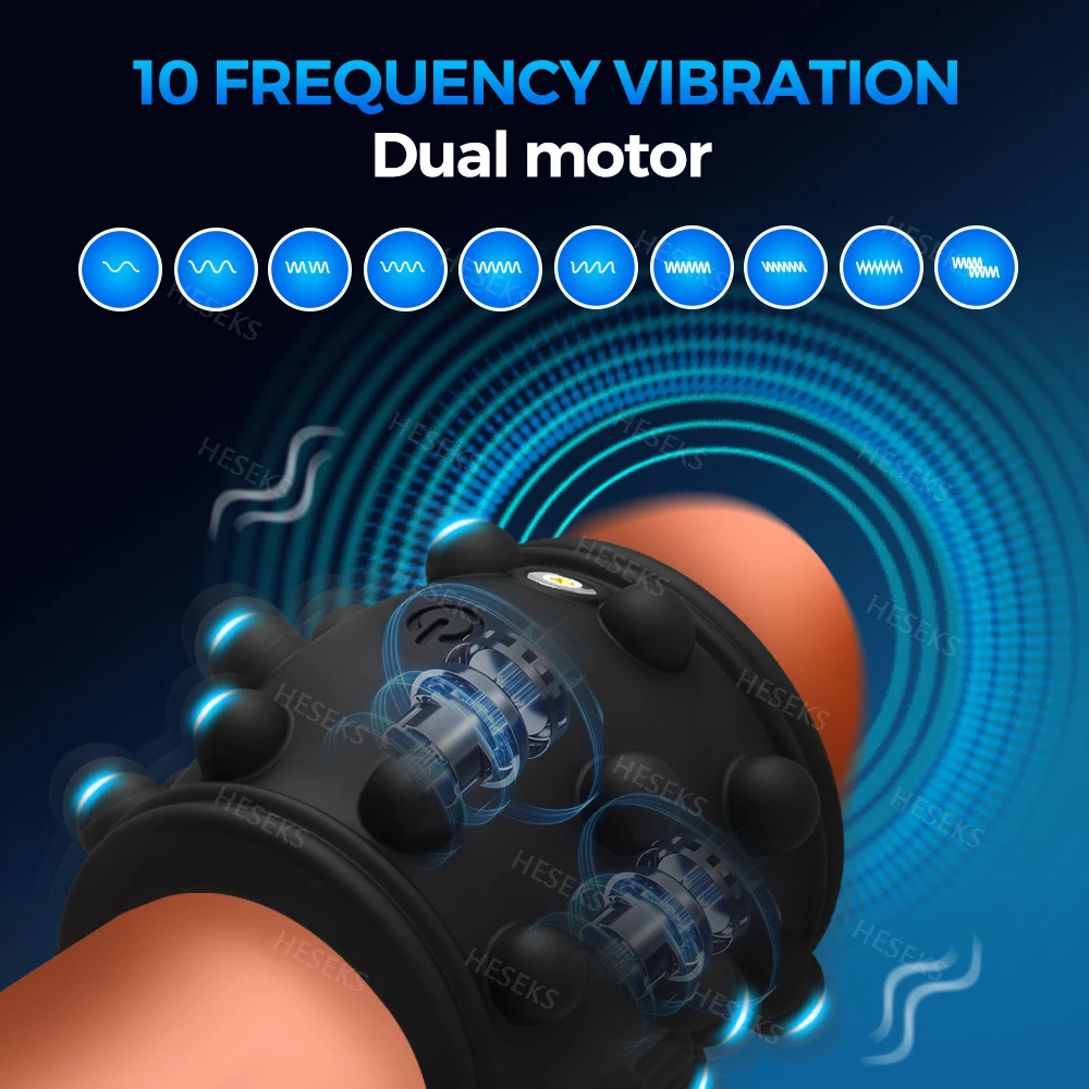 HESEKS Мужской вибрирующий удлинитель рукава для пениса Кольцо члена Вибратор