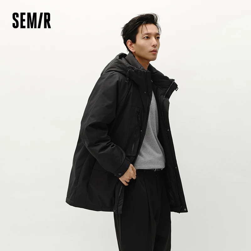 Фото Мужской пуховик Semir средней длины с капюшоном, спортивная одежда с цветными блоками, зима 2025, мужская одежда, теплая верхняя одежда, ветрозащитный теплый дизайн с цветными блоками №4