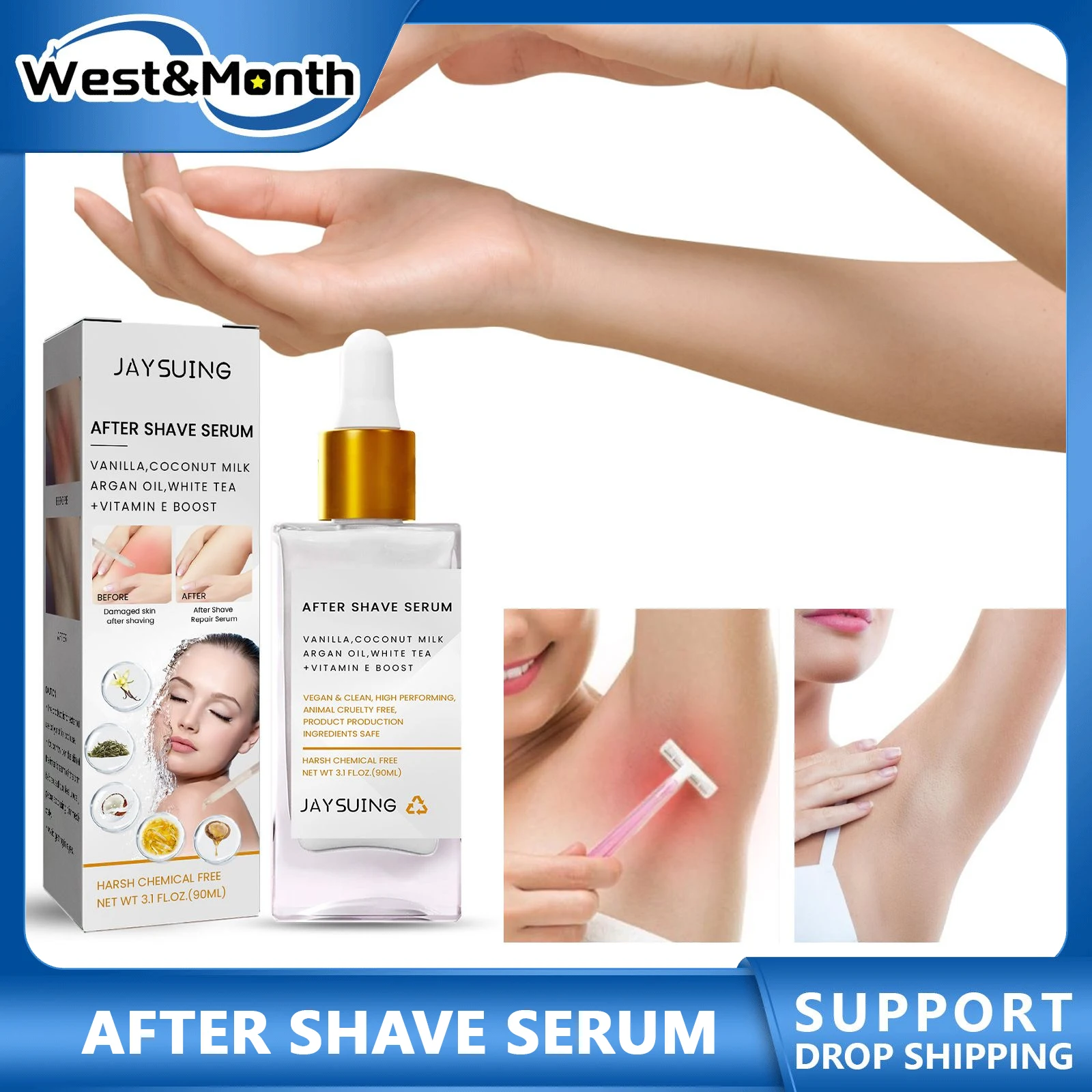 

After Shave Serum Body Care Shrink Pores Skin Smooth Soothing Fading Red Moisturizing Barrier Repair Remove Dark Spots Essence