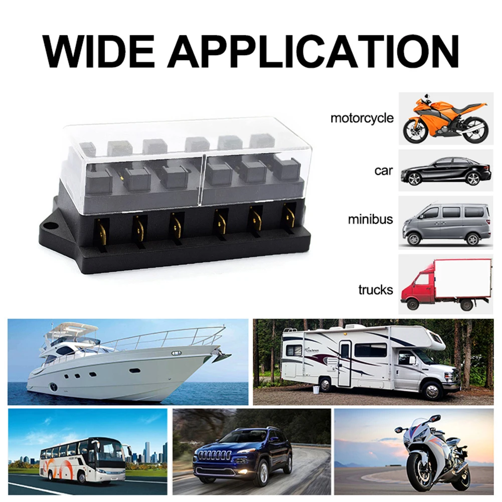 

Блок предохранителей для автомобилей, грузовиков, автомобилей, лодок, яхт, фургонов, 6 каналов, 12-24 В