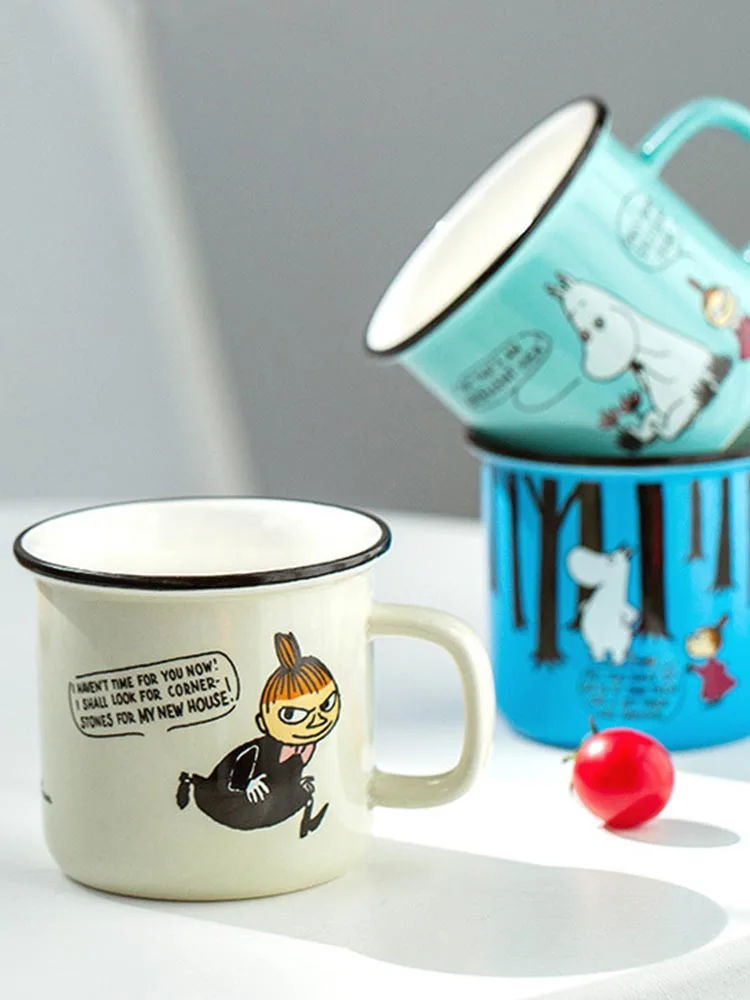 

300ML Cartoon Ceramic Mug Retro Imitation Enamel Mugs Funny Milk Coffee Cup with Handle Water Cup Breakfast Milk Office Mug Gift