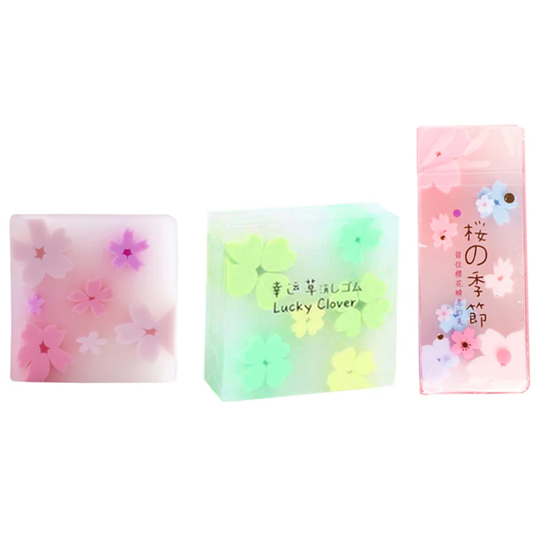 

Cherry flower Lucky Clover Rubber Eraser Japanese Sakura Blossom Erasers Pencil