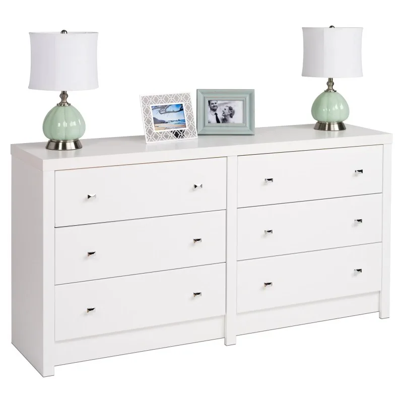 

Prepac Calla Cosmopolitan Transitional 6-Drawer Double Dresser, White