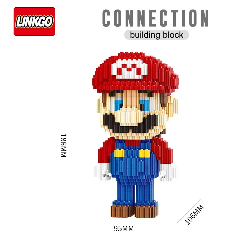 Linkgo Super Mario Bros алмазные строительные блоки Luigi соединительные кирпичи DIY сборка