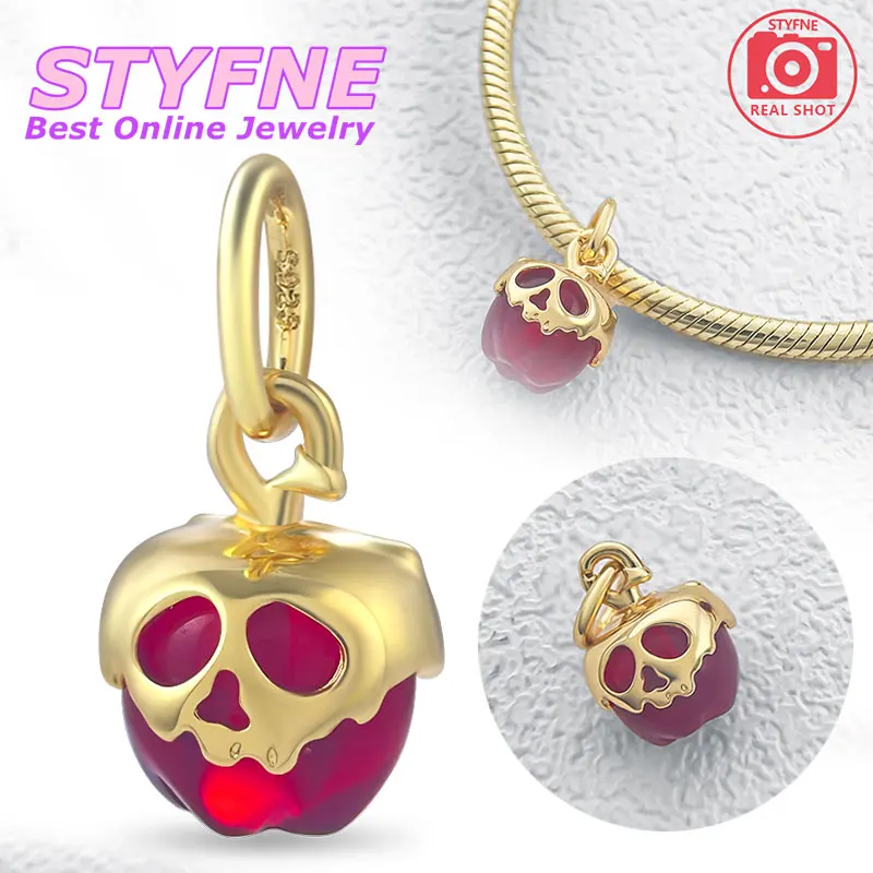 Серебряные подвески в виде яблока на Хэллоуин S925 подходят для браслета Пандоры