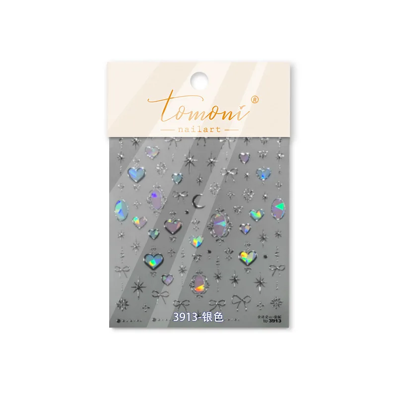 Японская популярная Золотая Лазерная модная наклейка для ногтей маникюрный