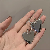 new temperament exaggerated big heart earrings female super fairy wild cold wind metal peach heart earring women trendy gift