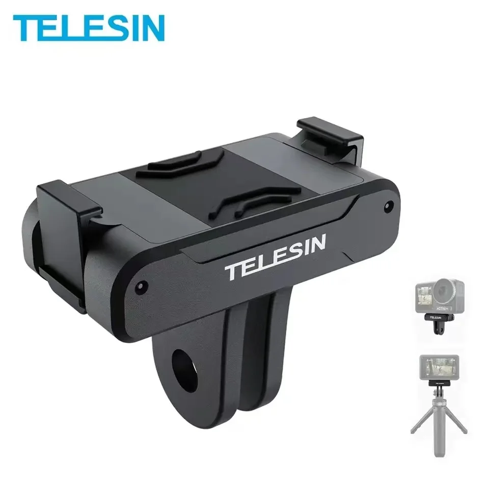 

TELESIN Magnetic Two Claw Adapter Action Camera Accessories for DJI OSMO Action 3 Adapter Selfie Stick Tripod