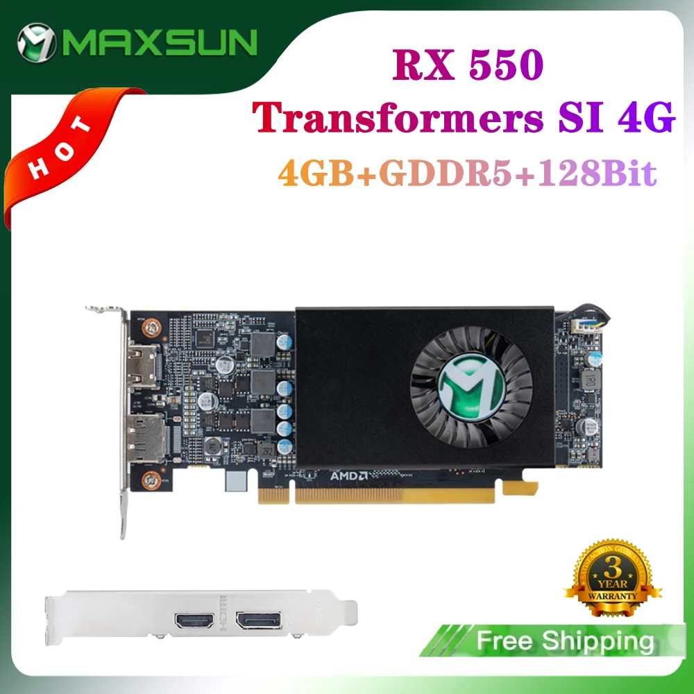 

MAXSUN полностью новый AMD RX 550 трансформатор SI 4G GDDR5 14 нм компьютерный ПК игровой видео HDMI-совместимый + DP 128 бит графическая карта GPU