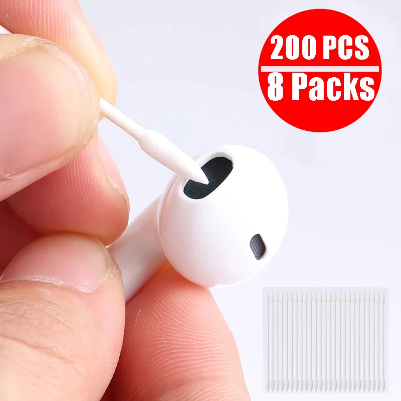 

200Pcs Cotton Swab for AirPods Earphone Disposable Cleaning Tool Stick Earphone Dust Free for AirPods Earphone Phone Charge Port