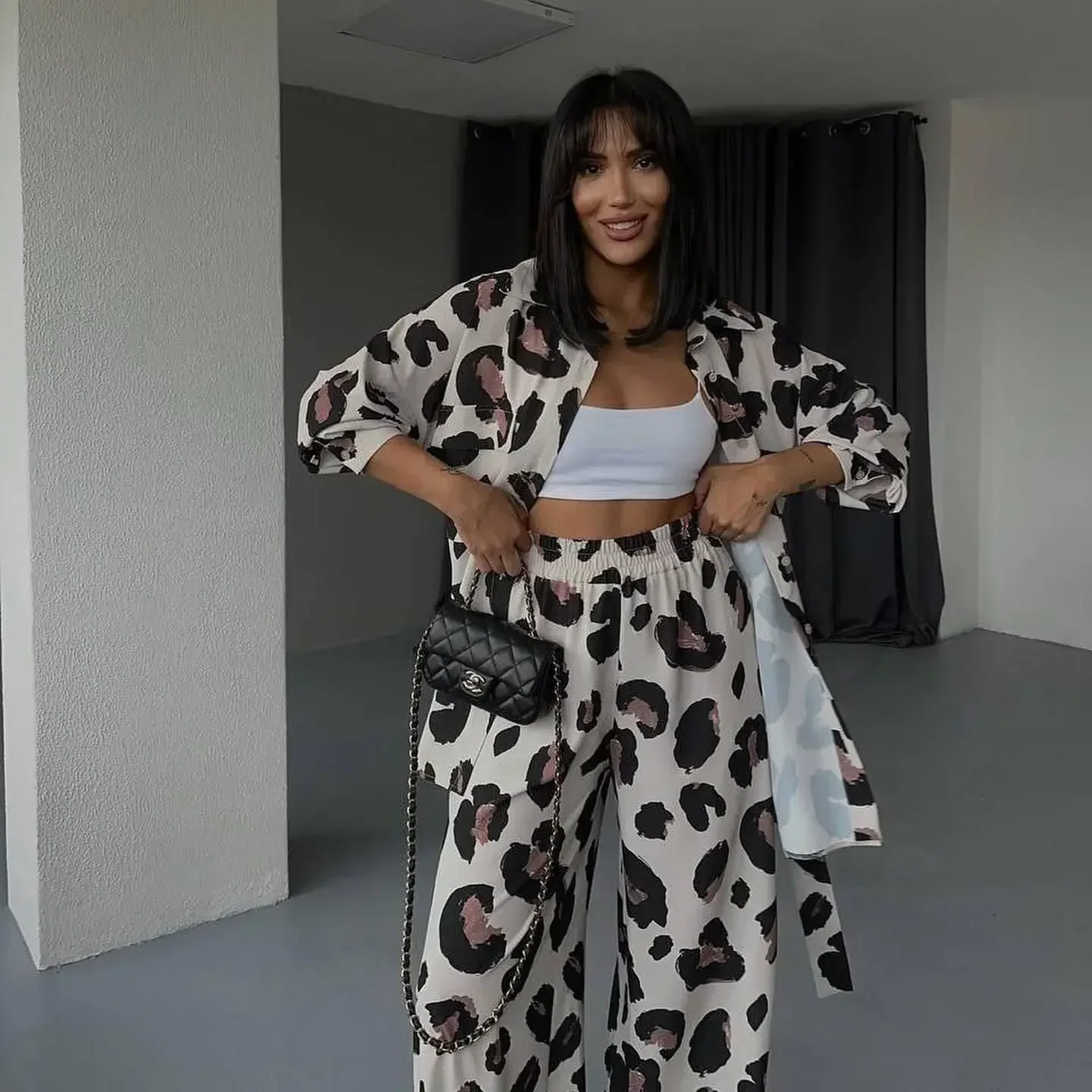 Весенне-осенний повседневный костюм Майяра женская рубашка с длинными рукавами