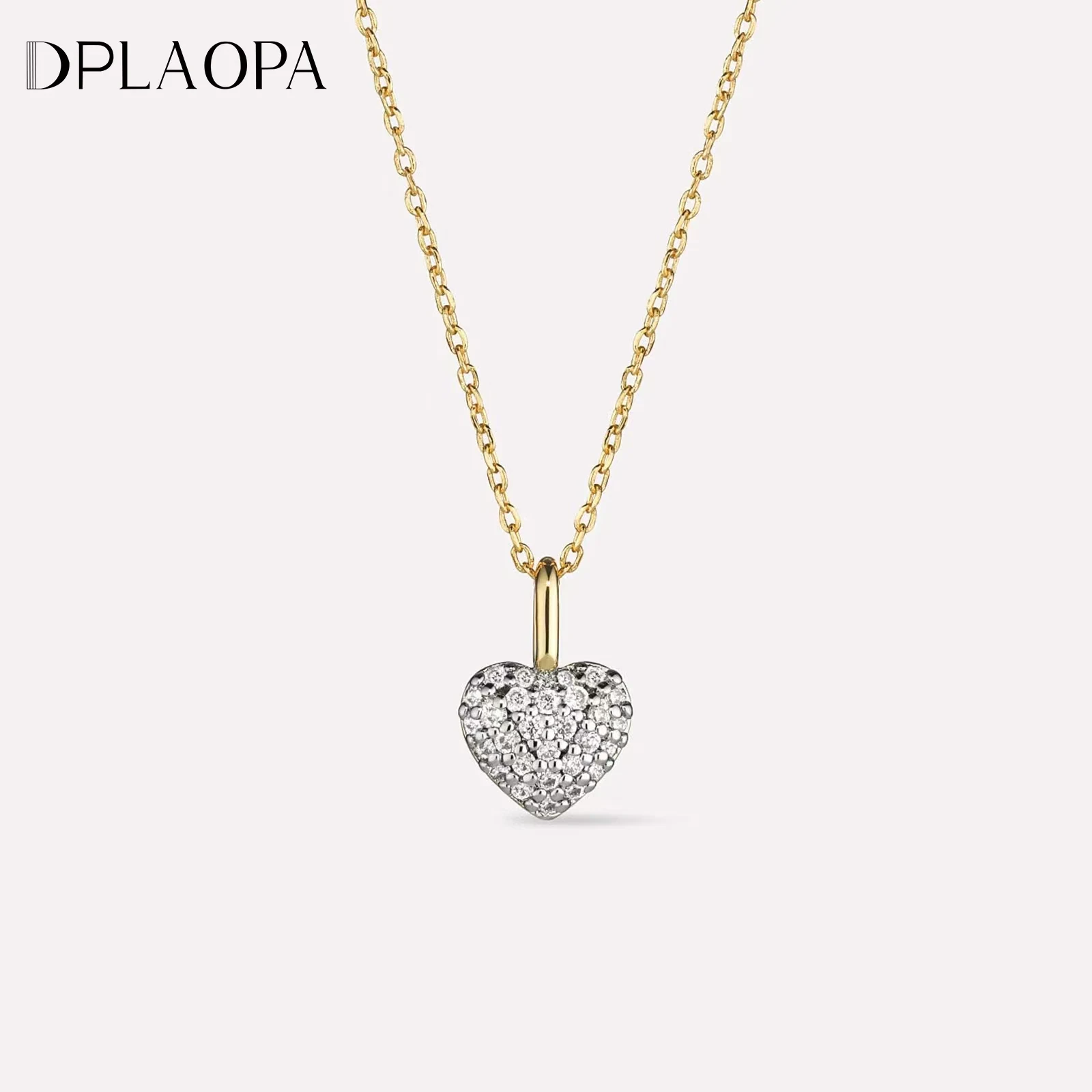 DPLAOPA Стерлингового Серебра 925 пробы Золотое Сердце Любовь Подвеска Полный Циркон