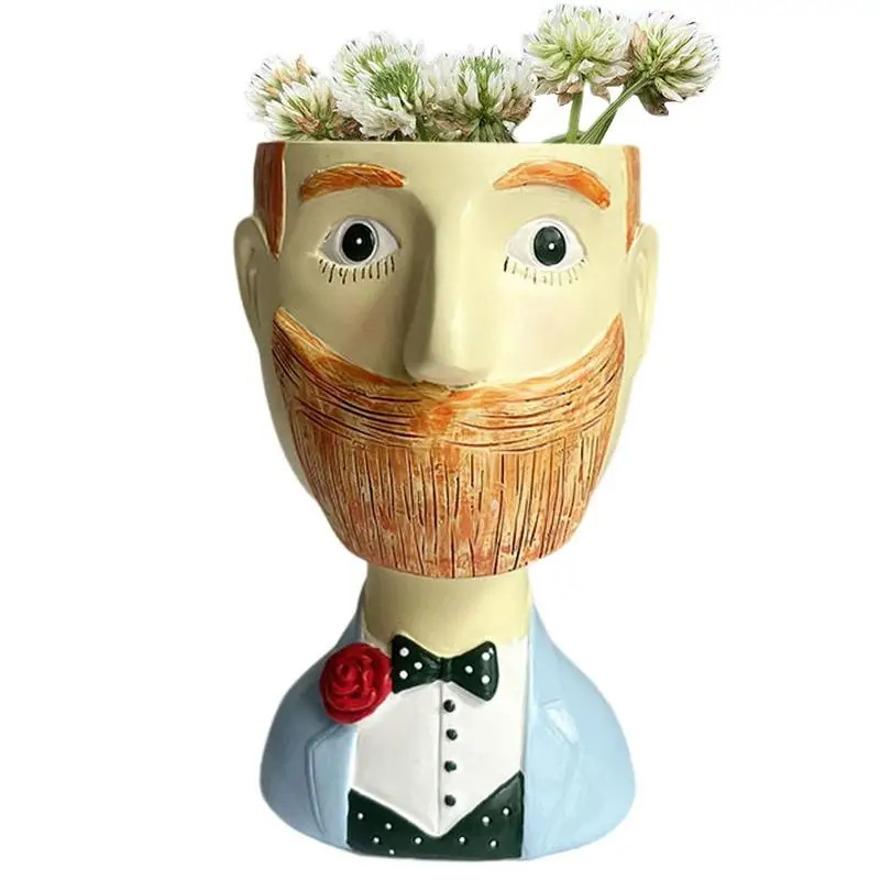 Face Flower Pots Man-Like Head Plant Pot Face Pots For Plants Unique Planters For Succulent Outdoor And Indoor Head Planters