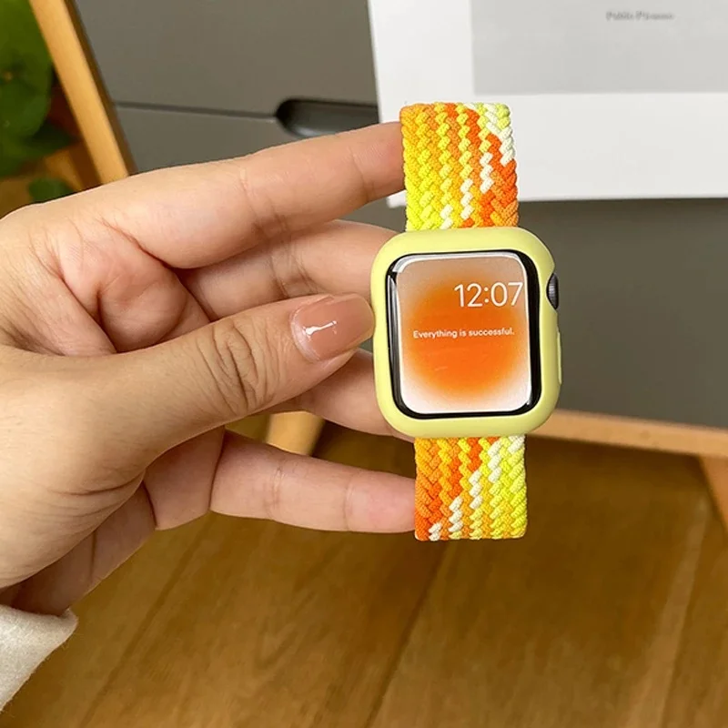 Strap for Apple Watch Band 44mm 40mm 45mm 41mm 42mm Elastic Braided Solo Loop Bracelet for Apple Watch Series 7 SE Accessories