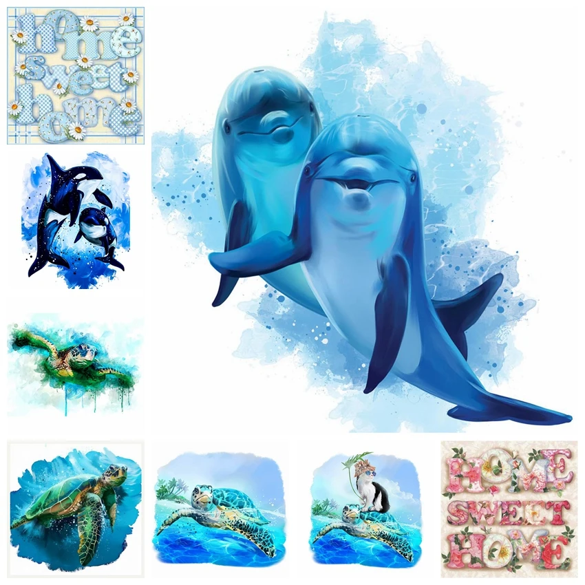 

Алмазная живопись «сделай сам», дельфин, морская черепаха, Океанский узор, полная выкладка, круглая Алмазная мозаика, Набор для вышивки крес...