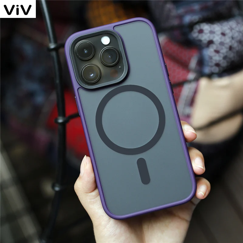 

For Magsafe Magnetic Wireless Charge Shockproof Matte Phone Case For iPhone 15 13 12 11 14 Pro Max Silicone Bumper 15 Pro Cover