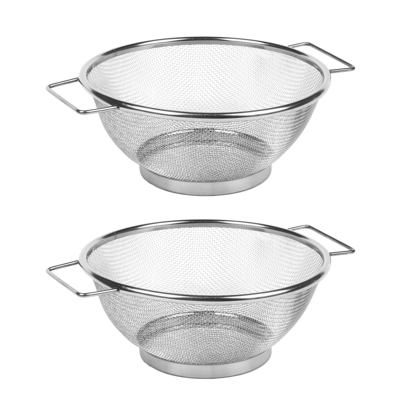 

2X Stainless Steel Fine Mesh Strainer Bowl Drainer Vegetable Sieve Colander Sifter