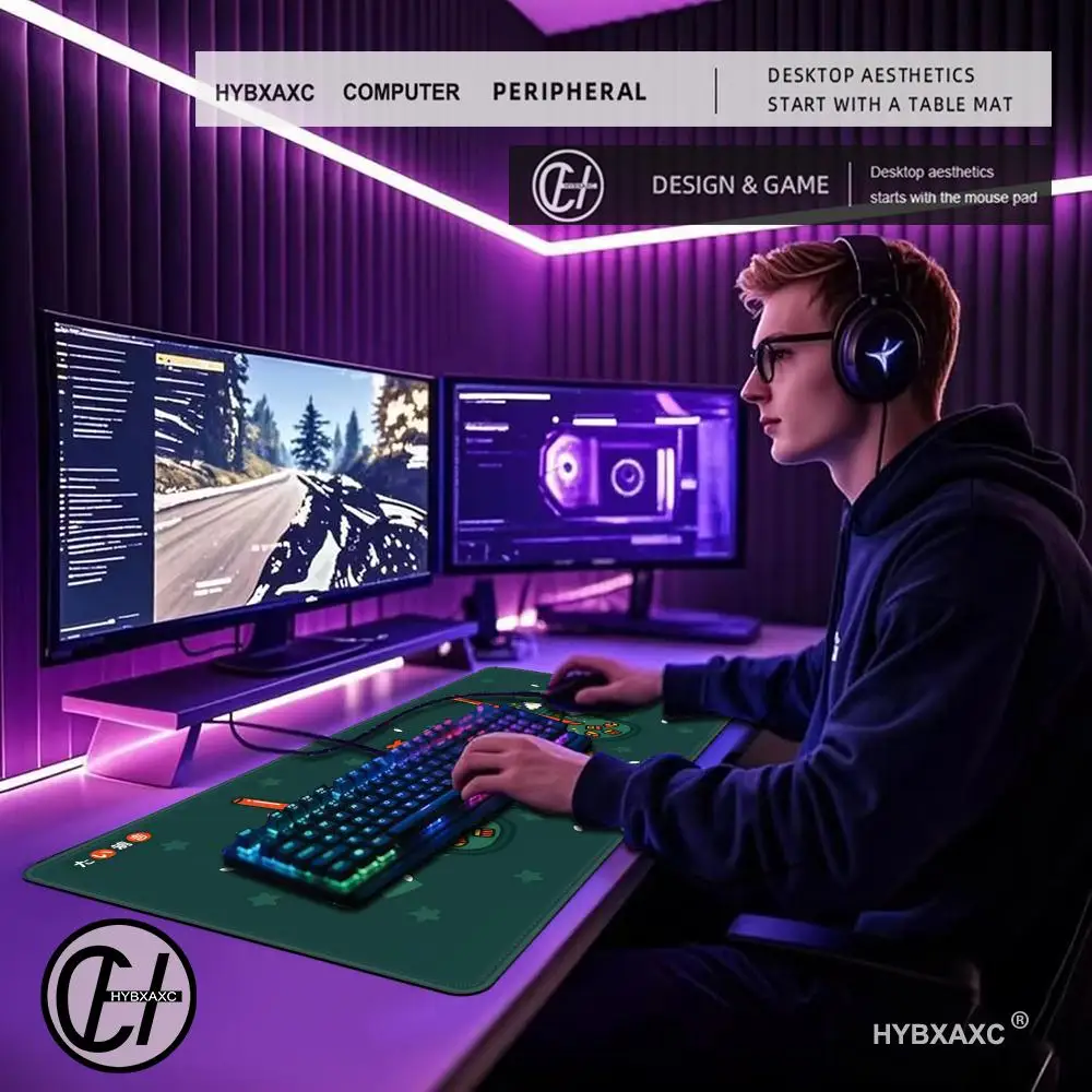 Фото Игровой коврик для ноутбука HYBXAXC из натурального каучука, ультрабольшой, с дизайном «Кавайный Тунец Терияки» и «Волнообразным полем», шелковисто-гладкий, для киберспорта, настраиваемый №5