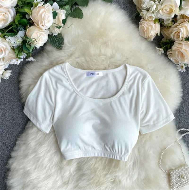 

Женский Мягкий Топ с круглым вырезом и коротким рукавом