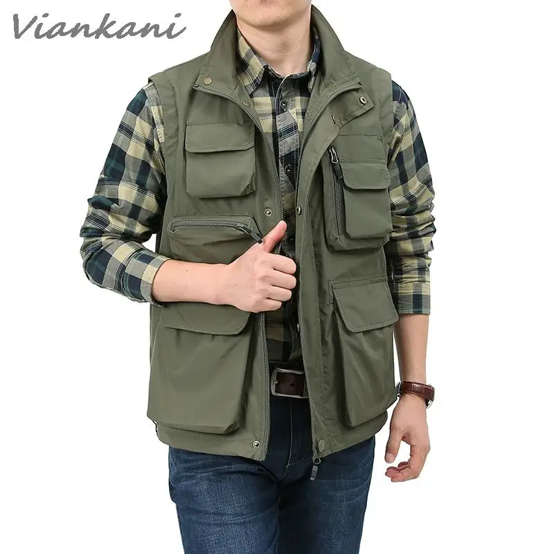 

Mens Waistcoat Vintage Many Pocket Male Sleeveless Coat 5XL Vest Travel Outdoor Clothes Photographer Vest Fishing Hiking Jackets