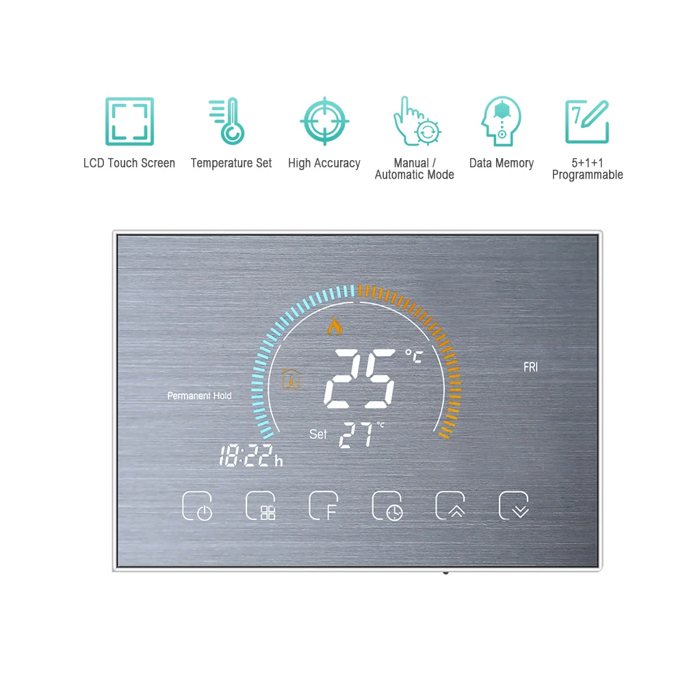 

Programmable Room Thermostat Backlit LCD Water Heating Temperature Controller BHT-8000-GC