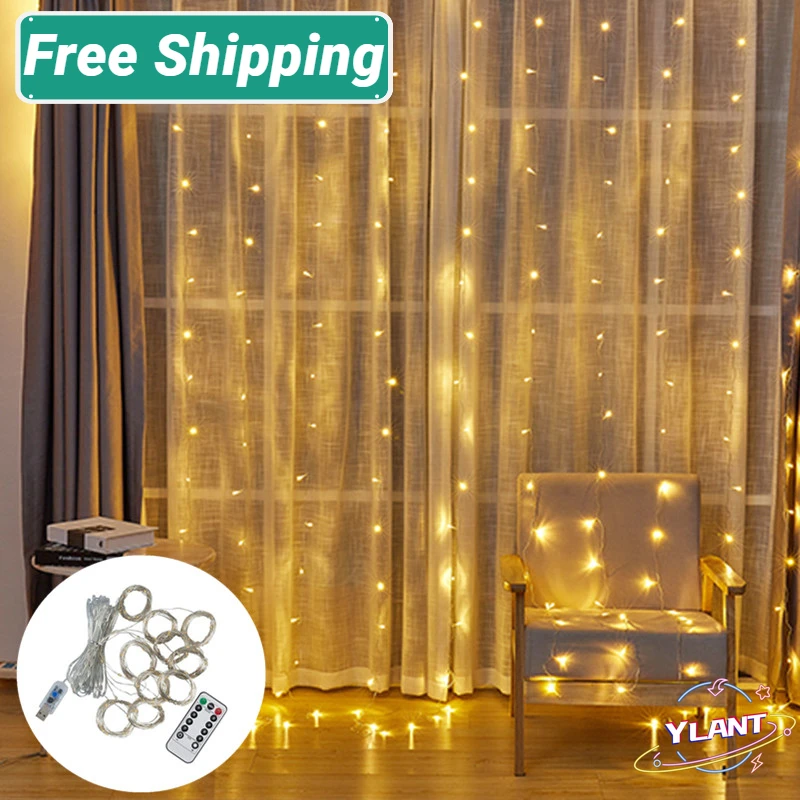 

2022 Hot USB Festoon String Light Fairy Garland Curtain Light Christmas Light Decor for Home Holiday Decorative New Year Lamp