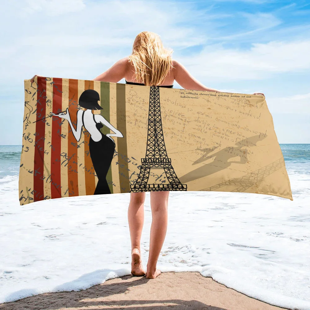 

Eiffel Retro Style Beach Towel Microfiber Large Adult Kids Bath Towels Beach Cushion SPA Bathroom Towel Sport Yoga Mat