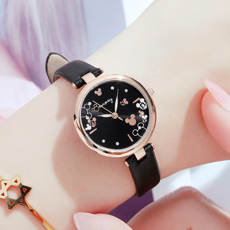 Fashion Lady Leaher Strap Watch Female Stainless Steel Band Clock Woman Luxury Hour Pink Girl Gift Teen Luminous Time Youth Top