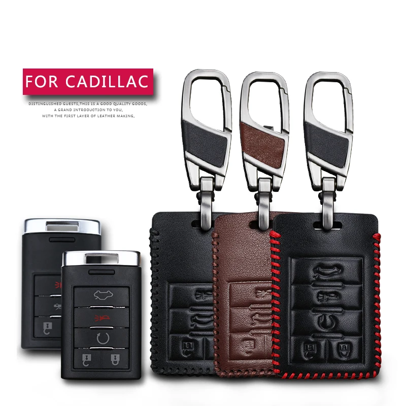 Remote Smart Key Fob Case Cover For Cadillac CTS Escalade SRX ATS STS XTS SLS BLS XLS DTS ATSL Leather Bag Shell Car Accessories |