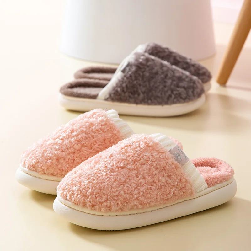 Women Indoor Slippers Warm Fluffy Plush Home Slipper Anti Slip Luxury Winter Shoes House Floor Soft Slient Slides for Bedroom