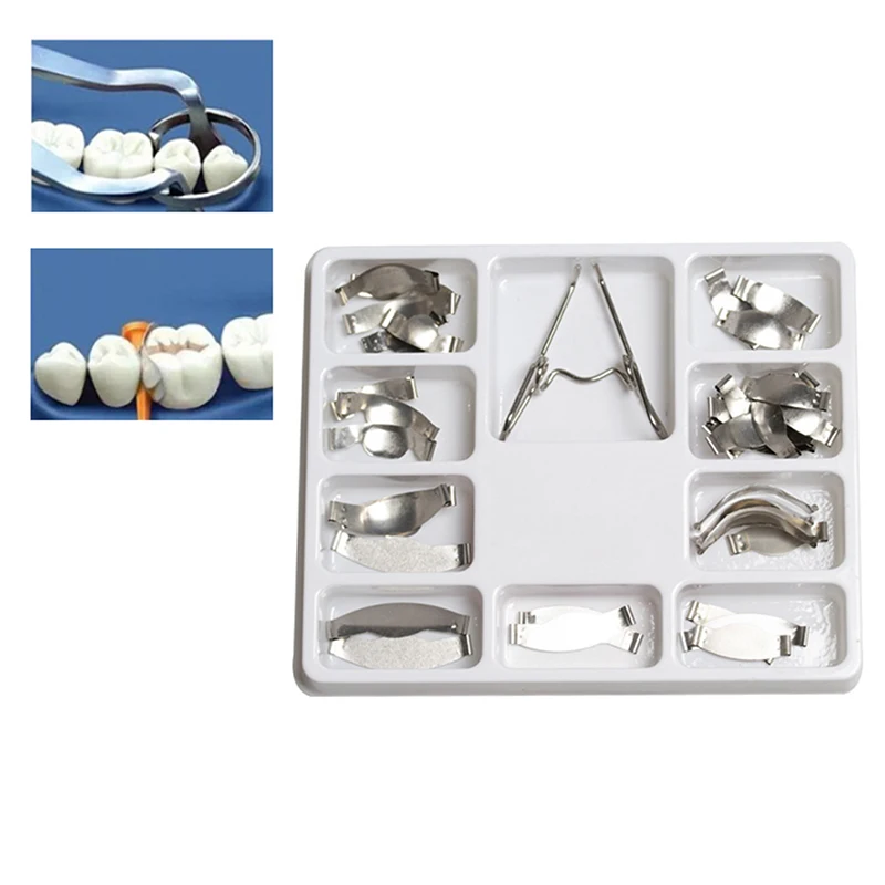 

36Pcs/Pack Dental Saddle Contoured Metal Matrices Matrix Universal Kit with Spring Clip 1.330 Dentistry Lab Equipment