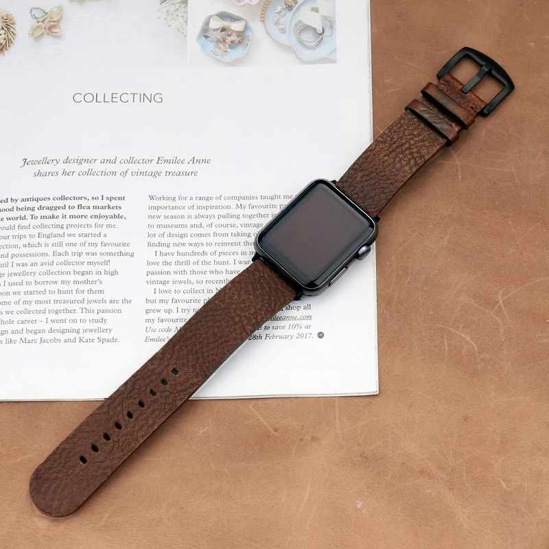 Italian Calfskinl Strap for Apple Watch Band Ultra 8 7 6 5 4 3 SE Leather Bracelet Apple Watch 49 44 40 45 41 42 38 for iWatch