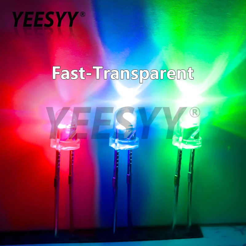 50 шт. F3 3 мм быстрая/медленная вспышка RGB красный зеленый синий Радужный