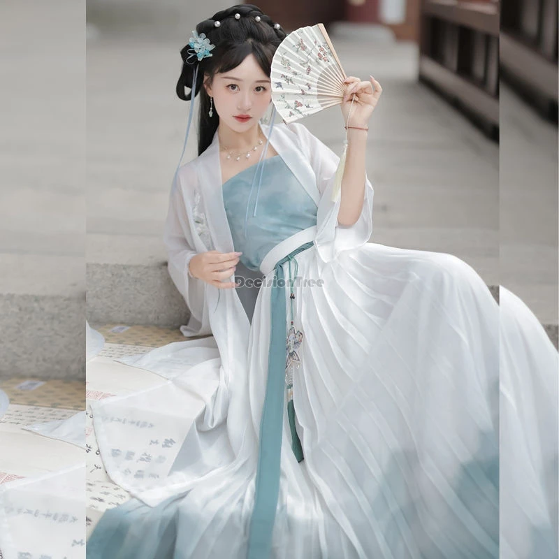 2024 китайская песня династии hanfu женская вышивка длиной до талии плиссированная