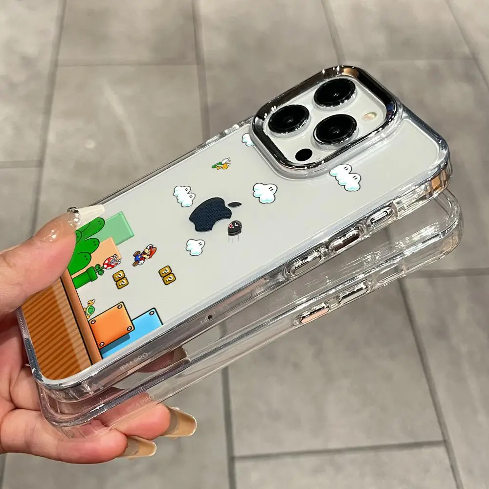 Фото Прозрачный чехол Super M-Marios B-Bros с гальваническим покрытием для iPhone 17 Air, 16 E, 15, 14 Plus, 13, 12 Mini, 11 Pro HYBXAXC №5