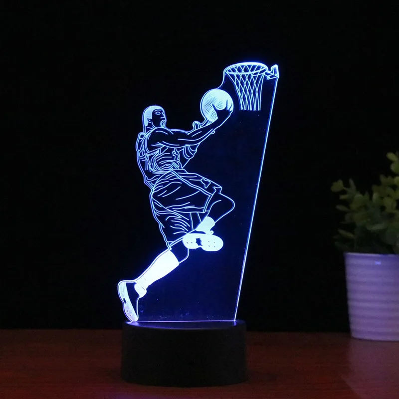 

Basketball Layup Nightlight Rechargeable 3D Illusion Lamp for Room Decoration Bedside Touch Light LED Neon Lighting Child Gifts