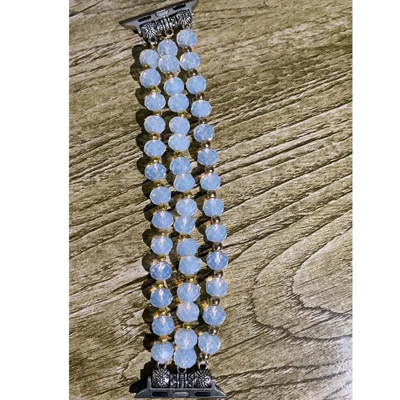 Crystal Beaded Bracelet for Apple Watch 38mm 40mm 41mm42mm44mm45mm, Iwatch SE and Series Ultra 8 7 6 5 4 3 2 1