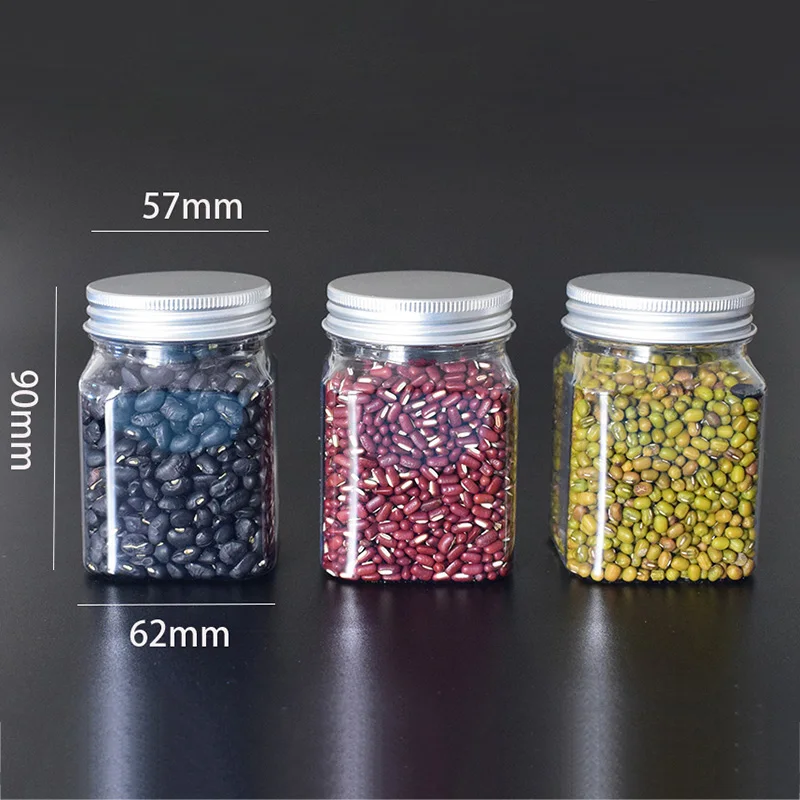 

1PC Sealed Cans Plastic Snacks Candy Containers Sealing Food Storage Aluminum cover Square Shape Kitchen Supplies